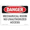 Signmission OSHA Sign, 10" Height, 14" Width, Rigid Plastic, Mechanical Room No Unauthorized Access, Landscape OS-DS-P-1014-L-1675 - alternate 1